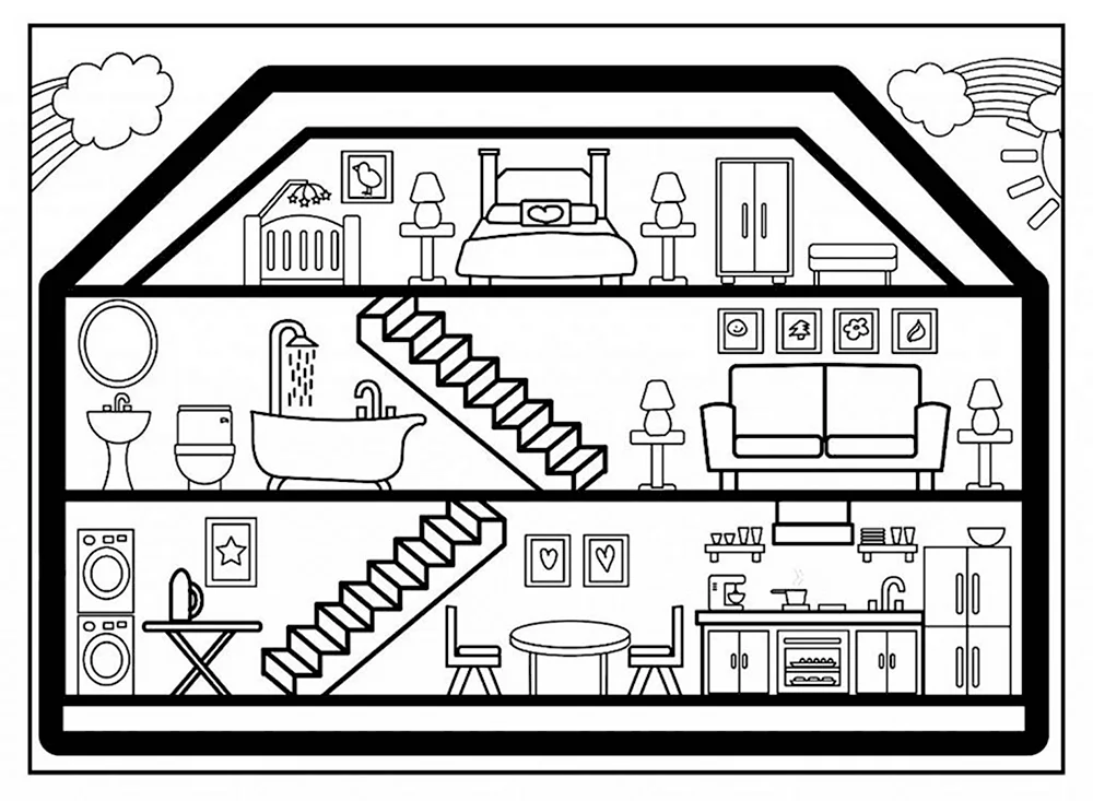 Раскраски домики распечатать