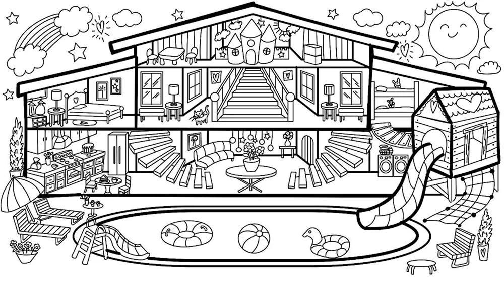 Раскраска Дом Распечатать бесплатно